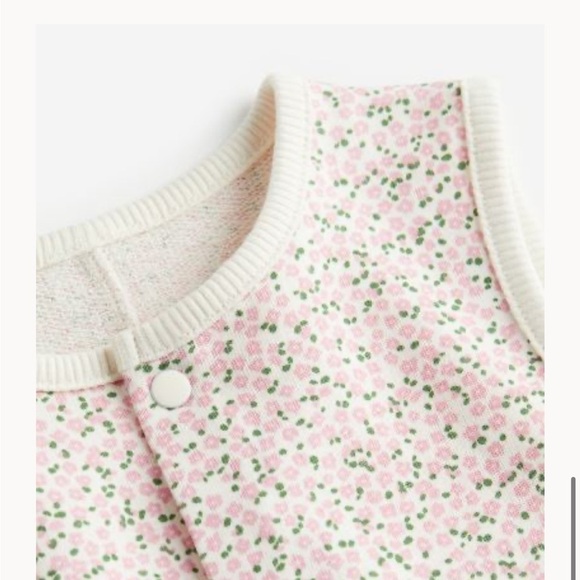 H&M cotton romper suit 1 1/2-2Y floral pink white - Picture 2 of 4